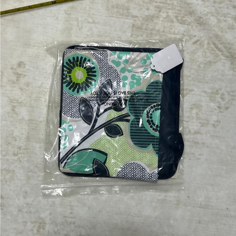 Floral Pattern Reusable Tote or Pouch - Teal, Green, Black